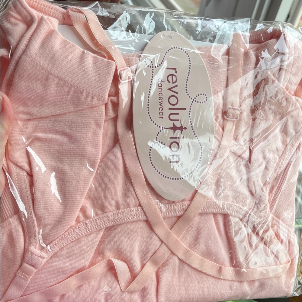 Revolution Mid Scoop Camisole Leotard Pink Adjustable Strap Adult S NWT #6004